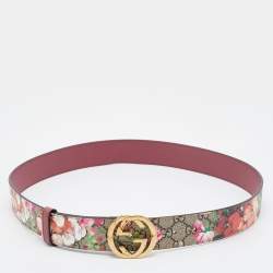 Gucci Multicolo GG Supreme Blooms Print Canvas Interlocking G Buckle Belt 100CM
