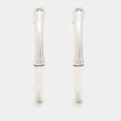 Pre Owned Gucci Bamboo Sterling Silver Hoop Earrings