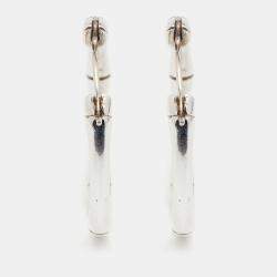 Pre Owned Gucci Bamboo Sterling Silver Hoop Earrings