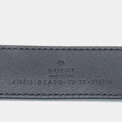 Pre Owned Gucci Black Leather GG Marmont Buckle Belt 70CM
