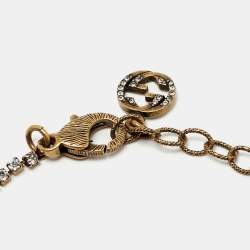 Gucci Bee Crystal Faux Pearl Gold Tone Bracelet