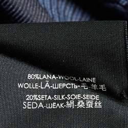 Pre Owned Gucci Navy Blue & Brown Wool & Silk Monogram Scarf