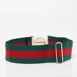 Gucci Green/Red Web Elastic Band Hysteria Belt 85CM