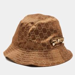 Gucci Brown/Gold Guccissima Satin Bucket Hat Gucci