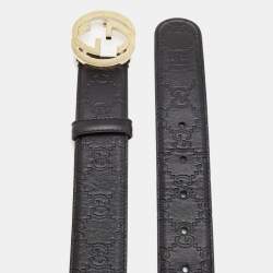 Gucci Black Guccissima Leather Signature Belt 80CM