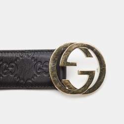 Gucci Black Guccissima Leather Signature Belt 80CM