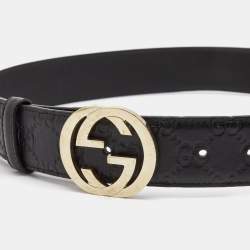 Gucci Black Guccissima Leather Signature Belt 80CM