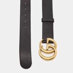م ملوكة مسبقًا Gucci Black Leather GG Marmont Buckle Belt 85CM