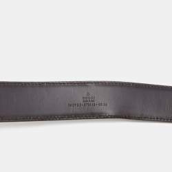 Pre Owned Gucci Silver Guccissima Leather Interlocking G Buckle Belt 85CM