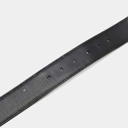 Pre Owned Gucci Silver Guccissima Leather Interlocking G Buckle Belt 85CM