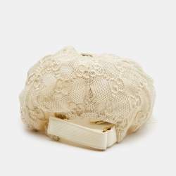 Gucci Cream GG Embroidered Mesh Cap L