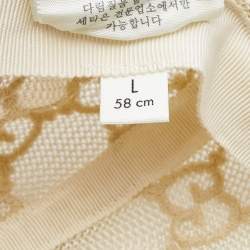 Gucci Cream GG Embroidered Mesh Cap L