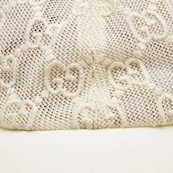 Gucci Cream GG Embroidered Mesh Cap L