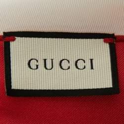 Pre Owned Gucci Ivory/Red Cities Print Silk Scarf