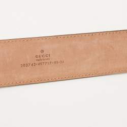 Gucci Beige/Brown GG Canvas and Leather G Buckle Belt 85CM