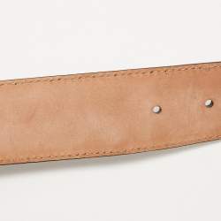 Gucci Beige/Brown GG Canvas and Leather G Buckle Belt 85CM
