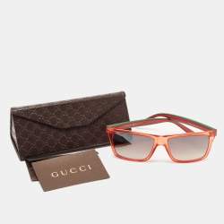 Pre Owned Gucci Red/Brown Gradient GG1013 Rectangle Sunglasses
