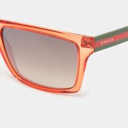 Pre Owned Gucci Red/Brown Gradient GG1013 Rectangle Sunglasses