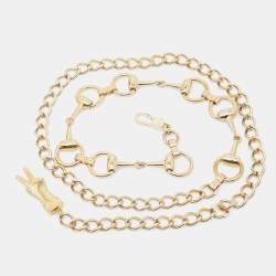 Pre Owned Gucci Gold Tone Horsebit Chain Belt
