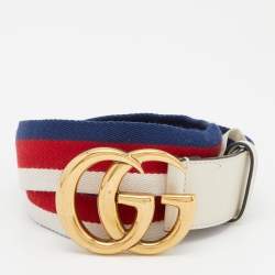 Gucci Multicolor Canvas and Leather Web GG Marmont Belt 90CM