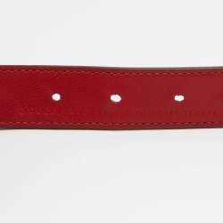 Gucci Red Leather Torchon Chain GG Buckle Belt 95CM