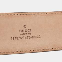 Pre Owned Gucci Ecru Guccissima Leather Interlocking GG Buckle Belt 80cm