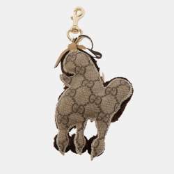 Pre Owned Gucci Brown/Beige GG Supreme Lulu French Poodle Bag Charm