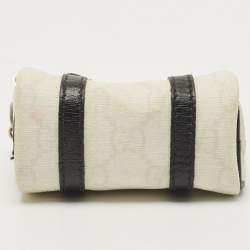 Pre Owned Gucci White/Black GG Supreme Canvas and Leather Boston Bag Charm