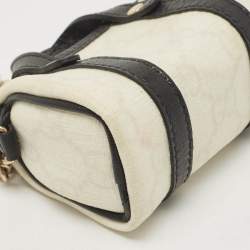 Pre Owned Gucci White/Black GG Supreme Canvas and Leather Boston Bag Charm