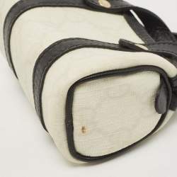 Pre Owned Gucci White/Black GG Supreme Canvas and Leather Boston Bag Charm