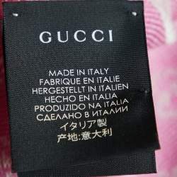Pre Owned Gucci Rose and Ivory Guccissima Wool Jacquard Fringed Outlet Shawl