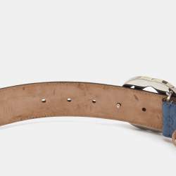 Gucci Light Blue Guccissima Leather Interlocking G Buckle Belt 105CM