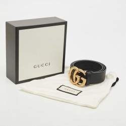 Gucci Black Leather Double G Buckle Belt 90CM