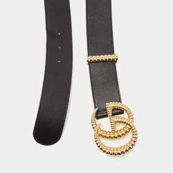 مملوكة مسبقًا Gucci Black Leather Double G Buckle Belt 95CM