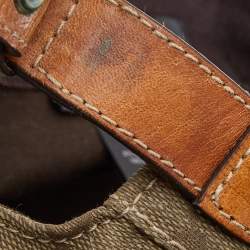 Pre Owned Gucci Brown GG Canvas Eyelet Detail Military Hat S