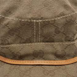 Pre Owned Gucci Brown GG Canvas Eyelet Detail Military Hat S