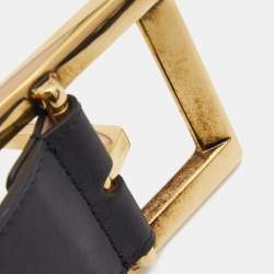 Pre Owned Gucci Beige/Black Leopard Print Calfhair and Leather Wide Buckle Belt 70CM