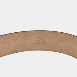 Pre Owned Gucci Beige/Black Leopard Print Calfhair and Leather Wide Buckle Belt 70CM