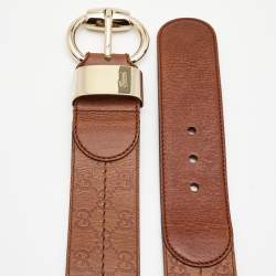مملوكة مسبقًا Gucci Brown Guccissima Leather Wide Buckle Belt 90CM