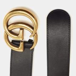 Gucci Black Leather GG Marmont Belt 85CM