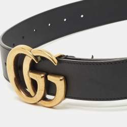 Gucci Black Leather GG Marmont Belt 85CM