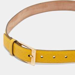 Gucci Yellow Diamante Leather Square Buckle Belt 85CM