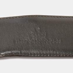 مملوكة مسبقًا Gucci Beige/Brown GG Canvas and Leather Interlocking G Buckle Belt 95CM