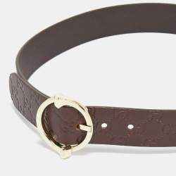 Gucci Dark Brown Guccissima Leather Buckle Belt 85 CM