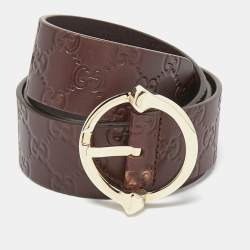 Gucci Dark Brown Guccissima Leather Buckle Belt 85 CM
