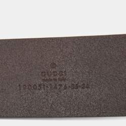 Gucci Dark Brown Guccissima Leather Buckle Belt 85 CM