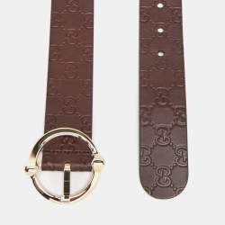 Gucci Dark Brown Guccissima Leather Buckle Belt 85 CM