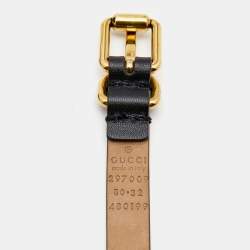 Gucci Black Leather Studded Skinny Belt 80CM