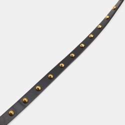 Gucci Black Leather Studded Skinny Belt 80CM