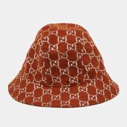 Gucci Brown Lurex Monogram Bucket Hat XS